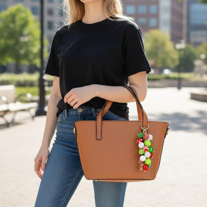 Festive Christmas Bag Charm - Holiday Bag Keychain