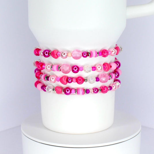 Hot Pink Bracelet Stack - 4 Piece Set