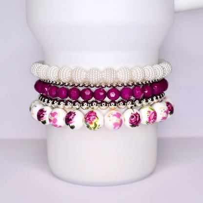Vintage Rose Bracelet Stack - 5 Piece Set