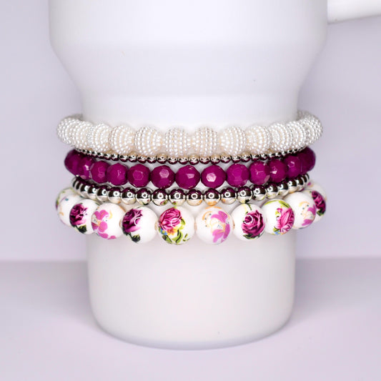 Vintage Rose Bracelet Stack - 5 Piece Set