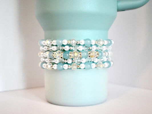 Seafoam Sparkle Bracelet Stack - 5 Piece Set