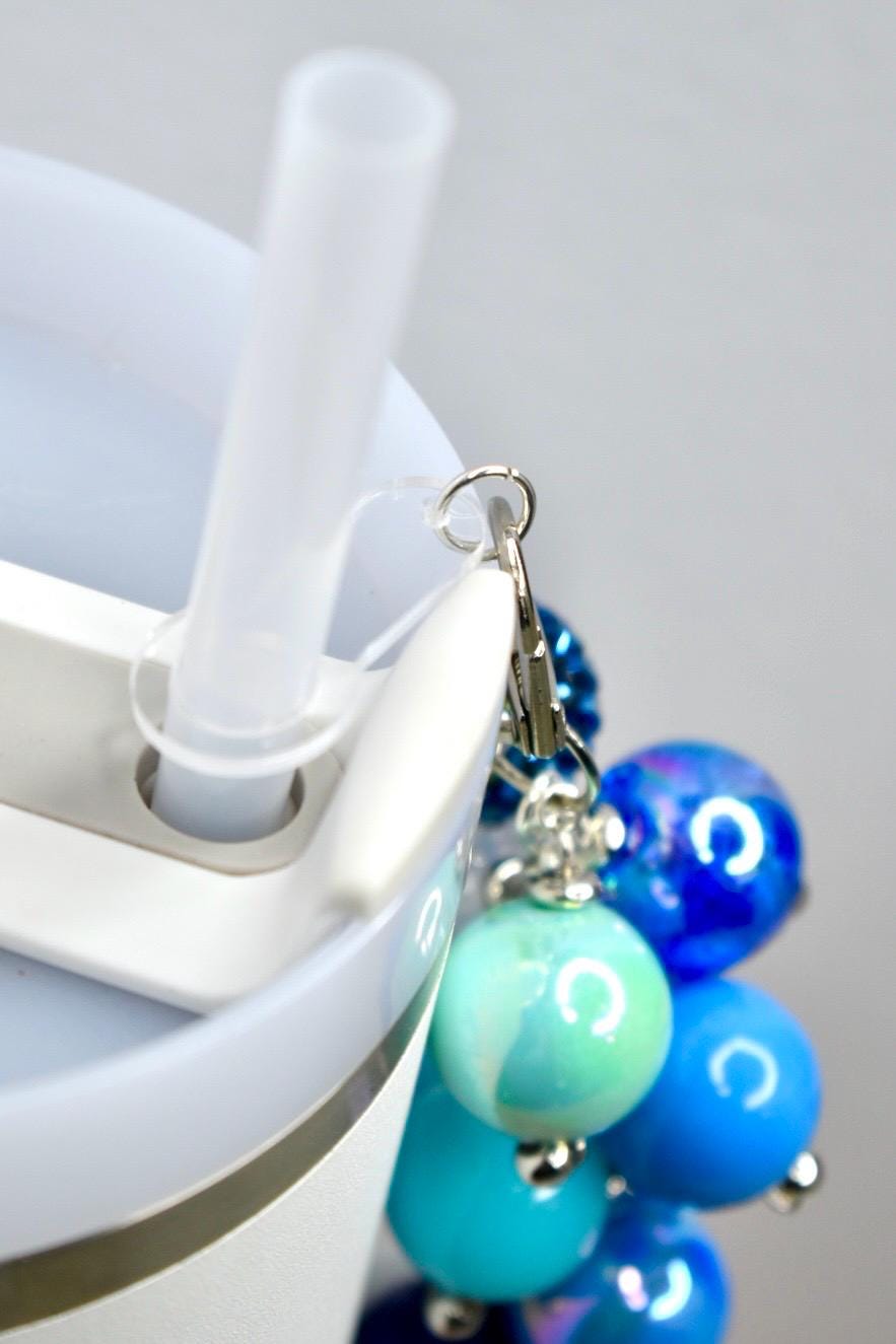 Sparkling Blues Tumbler Straw Bauble Charm