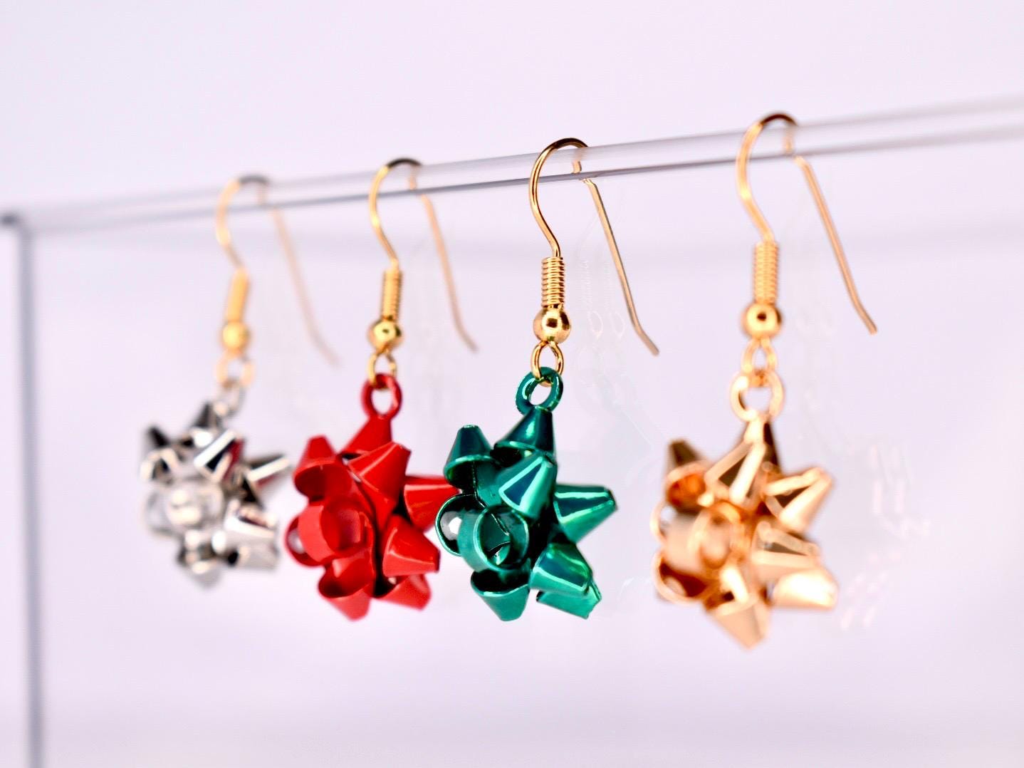 Gift Bow Dangle Earrings: Festive Holiday Jewelry