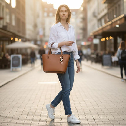 Pearl Beaded Bag Charm: Personalized Rhinestone Initial Keychain