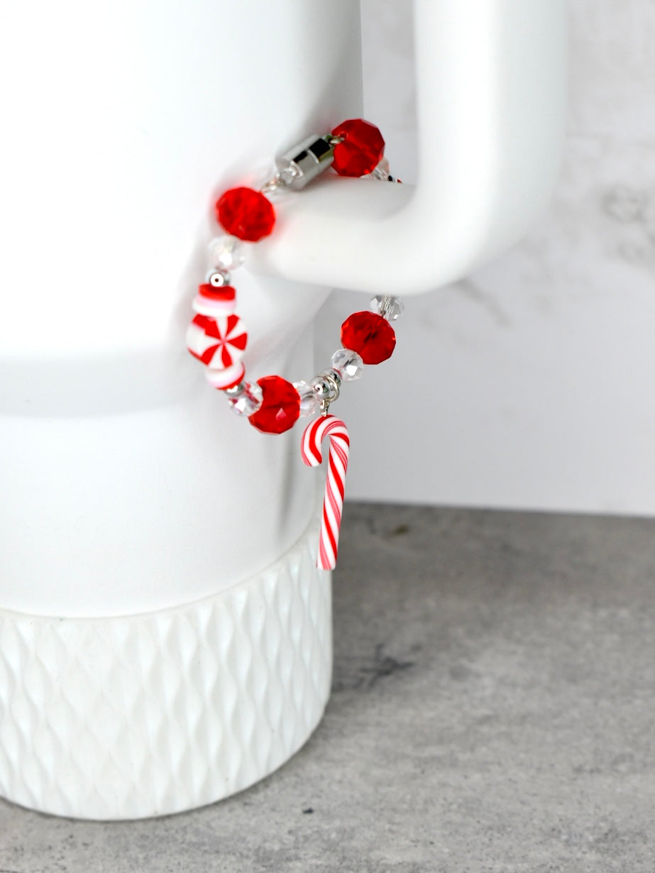 Candy Cane Tumbler Handle Charm Bracelet
