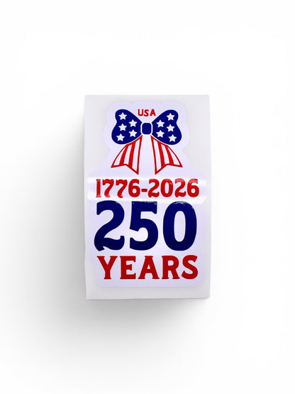USA 250th Anniversary Bow Sticker | Patriotic America Sticker | 4th of July Sticker