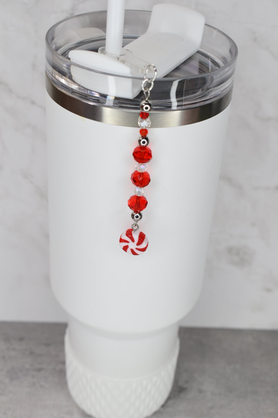 Peppermint Bliss Tumbler Straw Charm Dangle