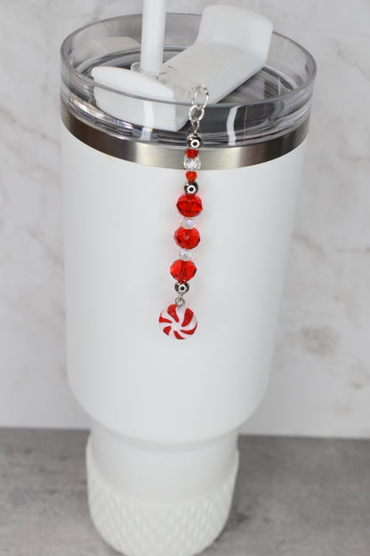 Peppermint Bliss Tumbler Straw Charm Dangle