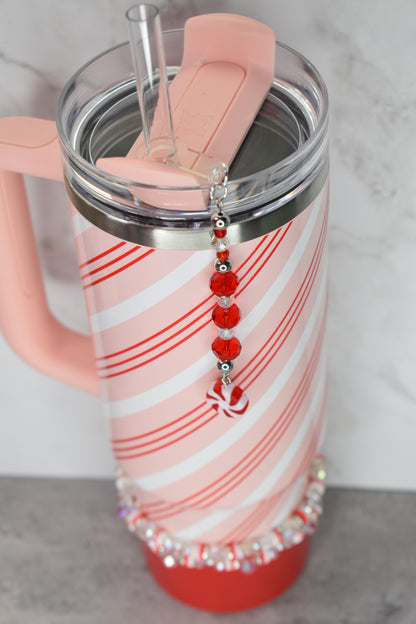 Peppermint Bliss Tumbler Straw Charm Dangle