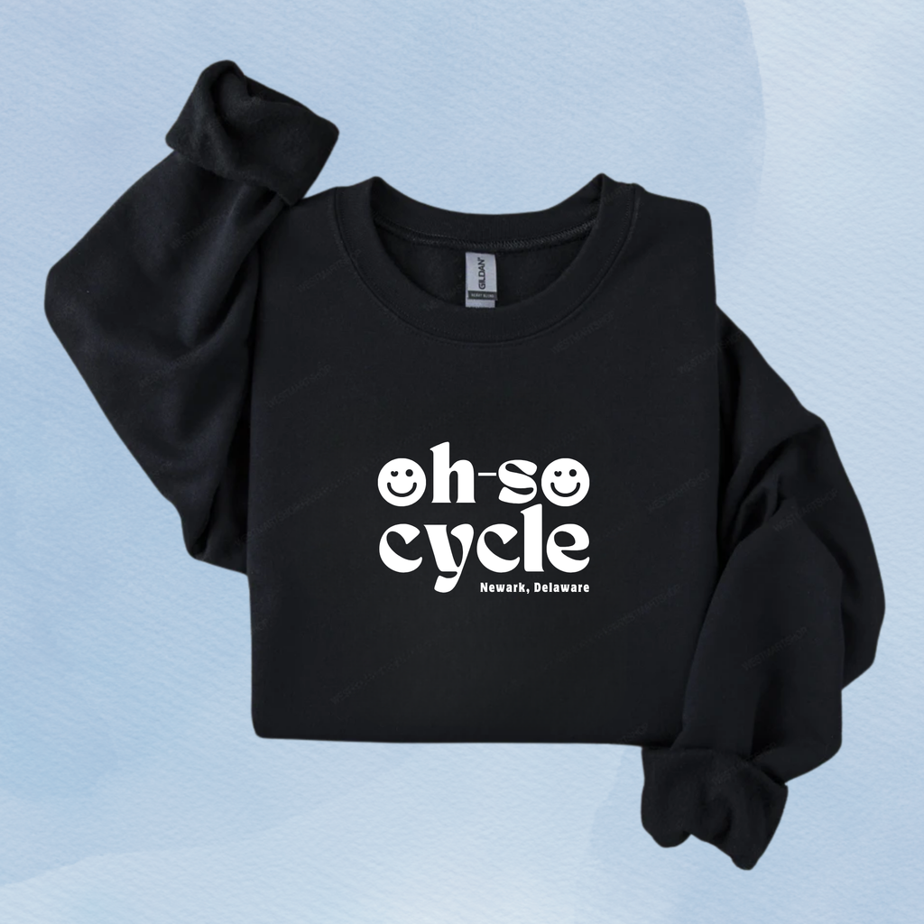 BLACK — Oh So Cycle Branded Crewneck Sweatshirt