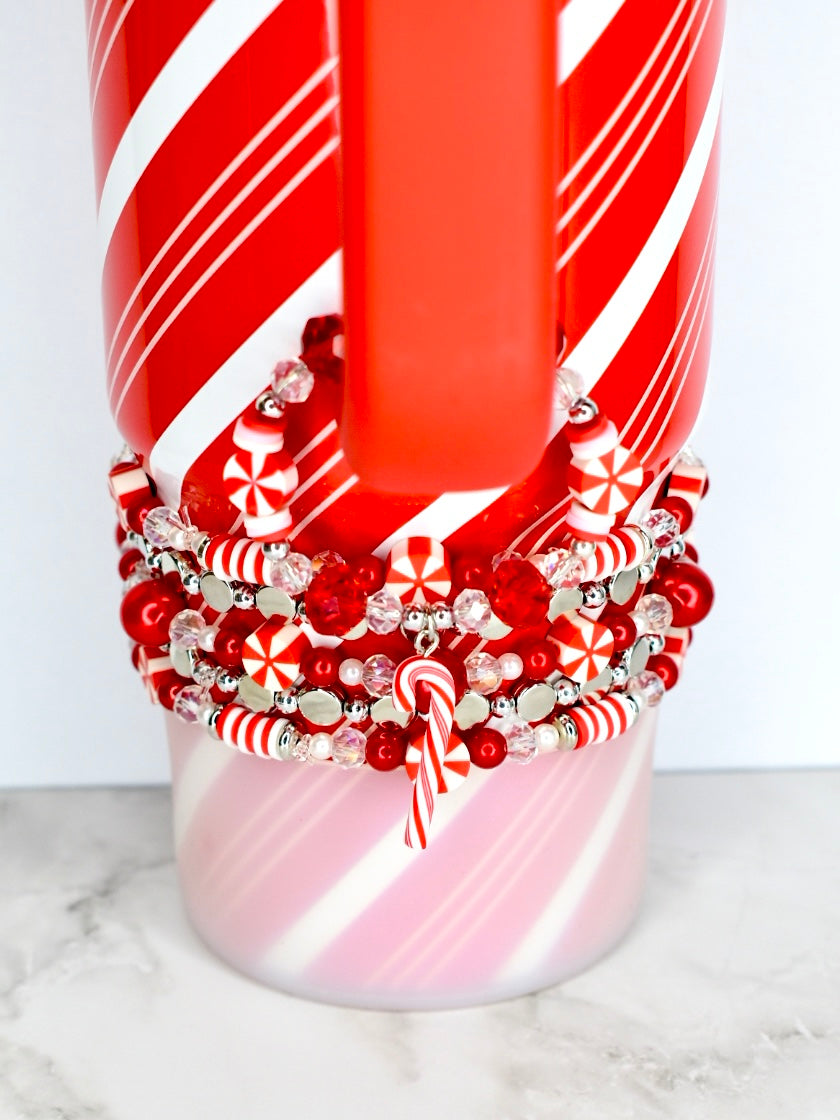 Candy Cane Tumbler Handle Charm Bracelet