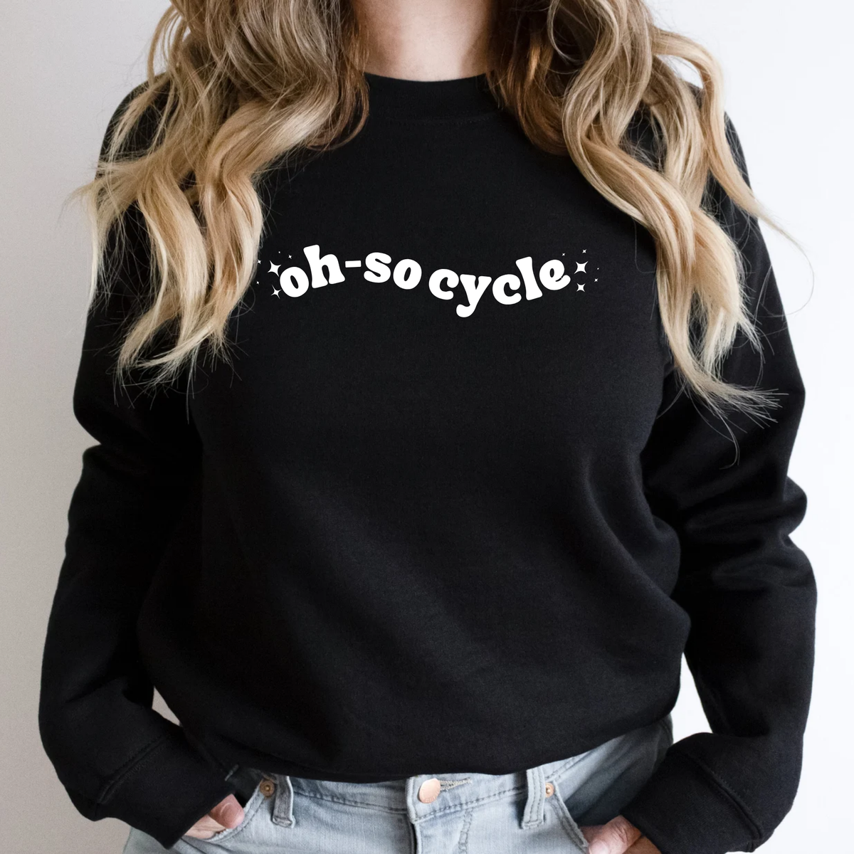 BLACK — Oh So Cycle Branded Crewneck Sweatshirt