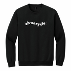 Black sweatshirt with 'oh-socycle' text on a white background
