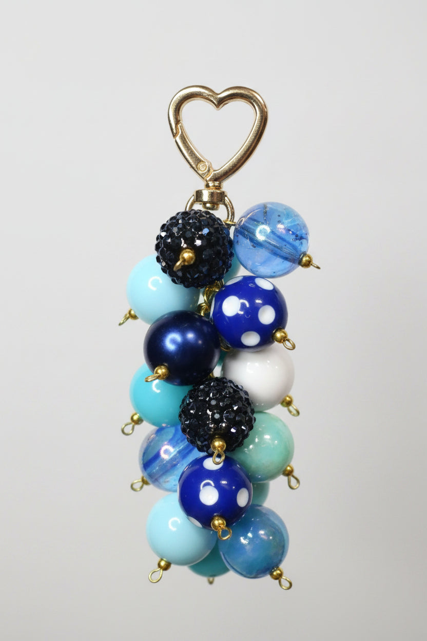 Blue Beaded Bag Charm or Tumbler Straw Charm