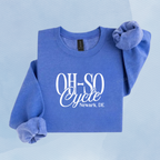 HEATHER DEEP ROYAL — Oh So Cycle Branded Crewneck Sweatshirt