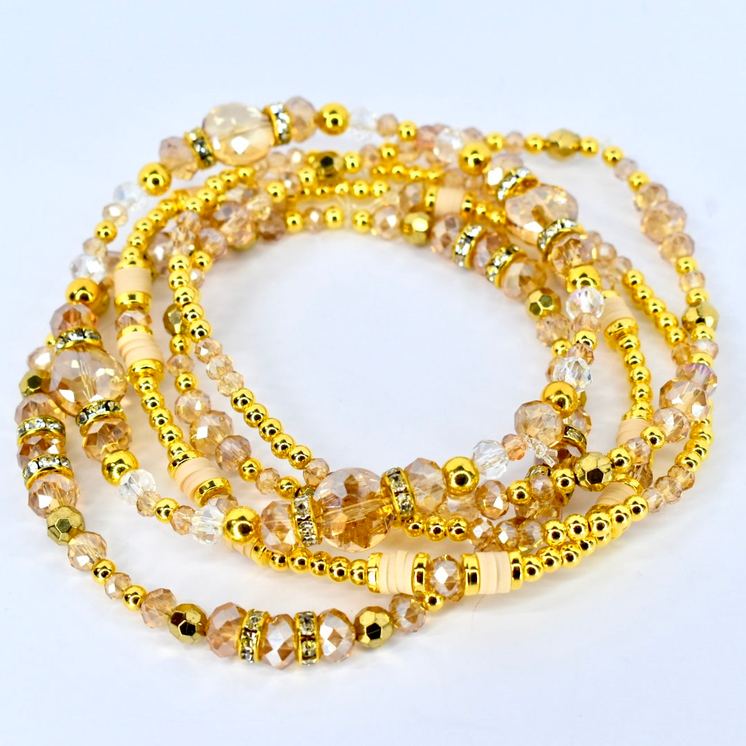 Close up of five Bubbly Collection Stanley tumbler or wrist bracelets