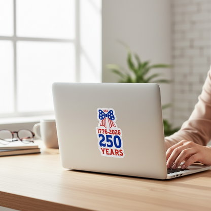USA 250th Anniversary Bow Sticker | Patriotic America Sticker | 4th of July Sticker