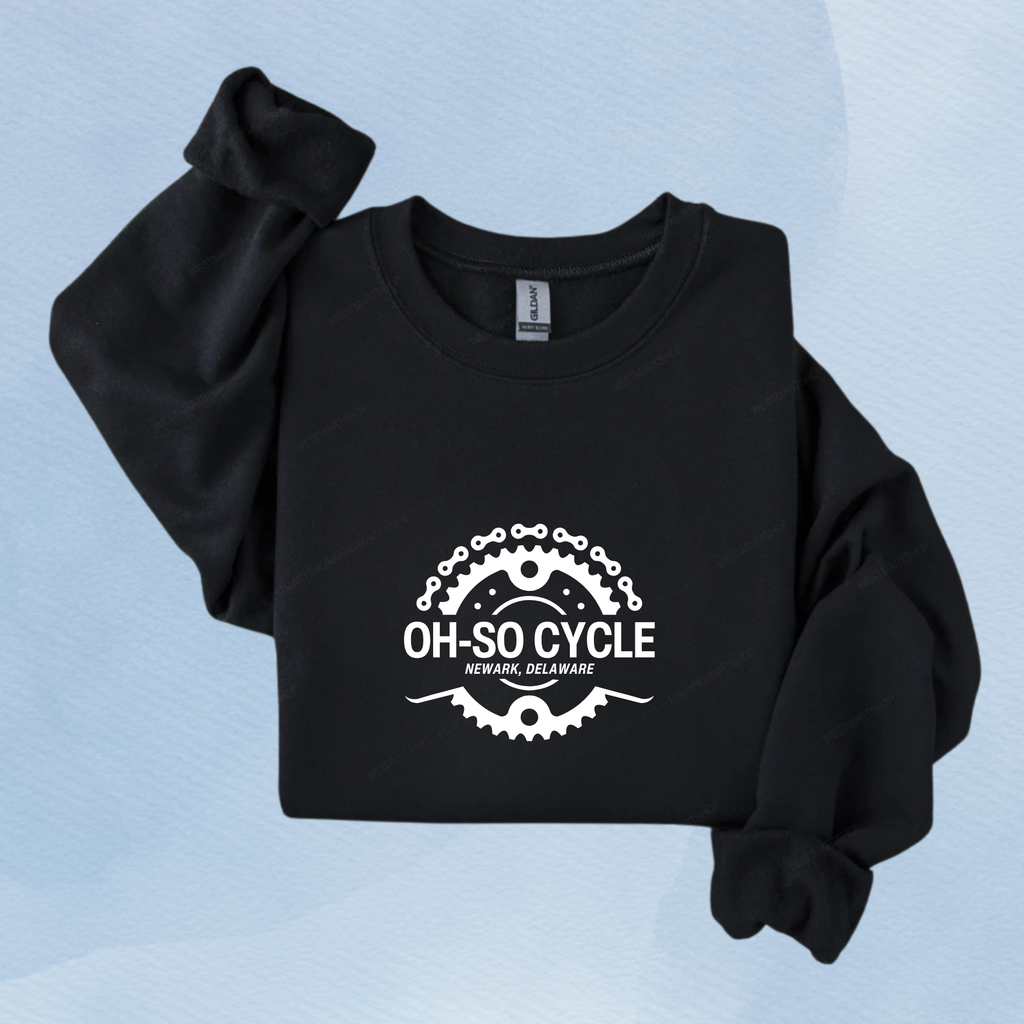 BLACK — Oh So Cycle Branded Crewneck Sweatshirt