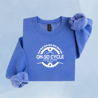 HEATHER DEEP ROYAL — Oh So Cycle Branded Crewneck Sweatshirt