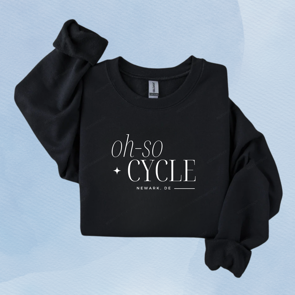 BLACK — Oh So Cycle Branded Crewneck Sweatshirt