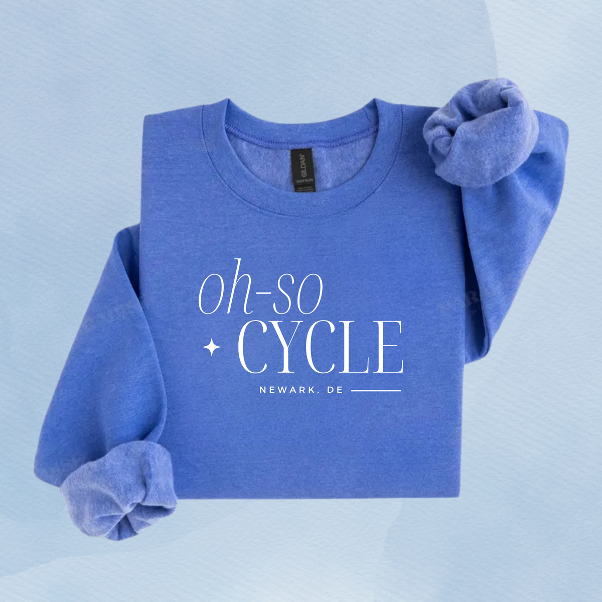 HEATHER DEEP ROYAL — Oh So Cycle Branded Crewneck Sweatshirt