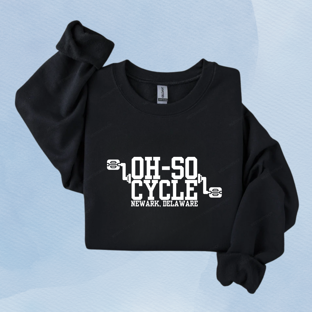 BLACK — Oh So Cycle Branded Crewneck Sweatshirt
