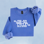 HEATHER DEEP ROYAL — Oh So Cycle Branded Crewneck Sweatshirt