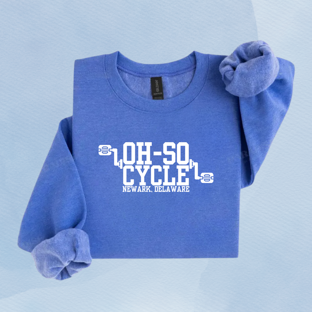 HEATHER DEEP ROYAL — Oh So Cycle Branded Crewneck Sweatshirt