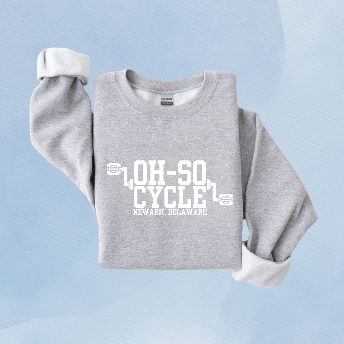SPORT GRAY — Oh So Cycle Branded Crewneck Sweatshirt