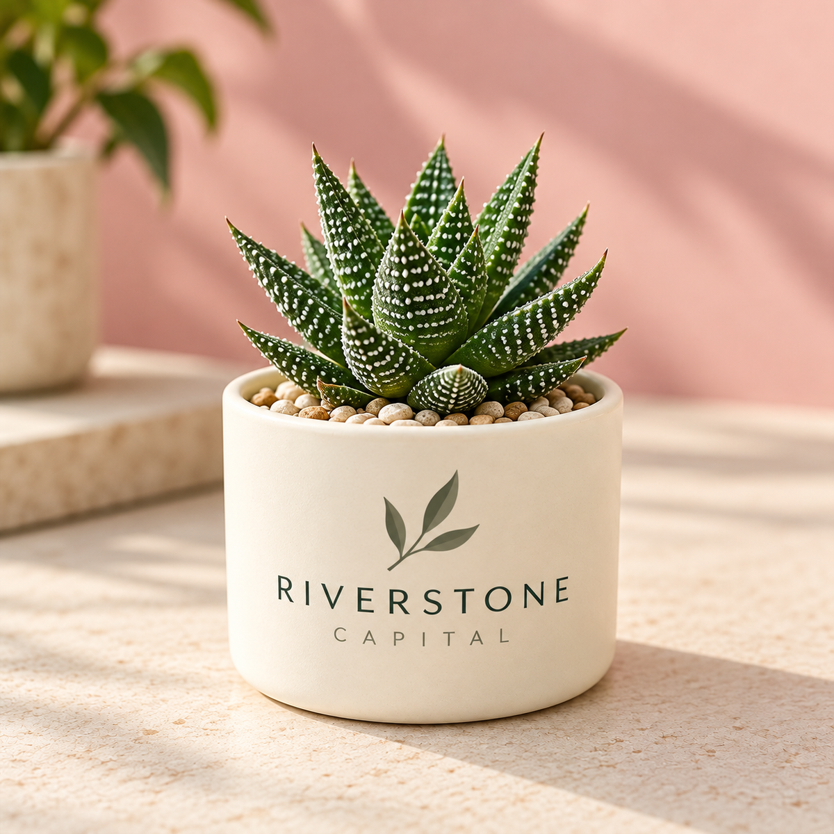 Personalized ceramic succulent pot featuring a custom printed design, demonstrating options for creating a unique plant gift.