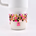 Pink and Black Halloween Charm Bracelet Set of 5