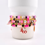 Pink and Black Halloween Charm Bracelet Set of 5