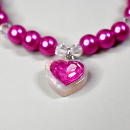 Hot Pink Heart Necklace for Labubu Dolls – Glam Sparkle