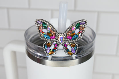 Butterfly Rhinestone Straw Charm