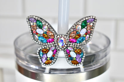 Butterfly Rhinestone Straw Charm