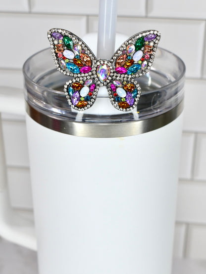 Butterfly Rhinestone Straw Charm