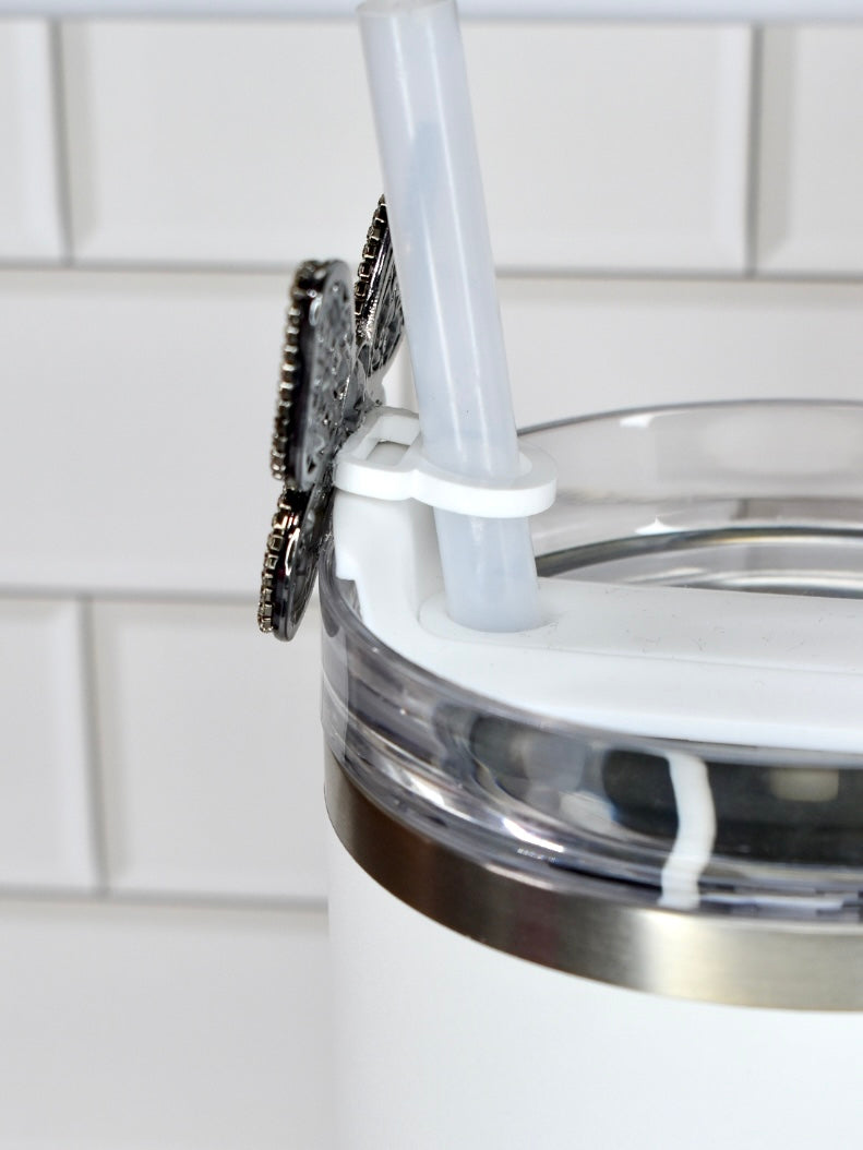 Butterfly Rhinestone Straw Charm