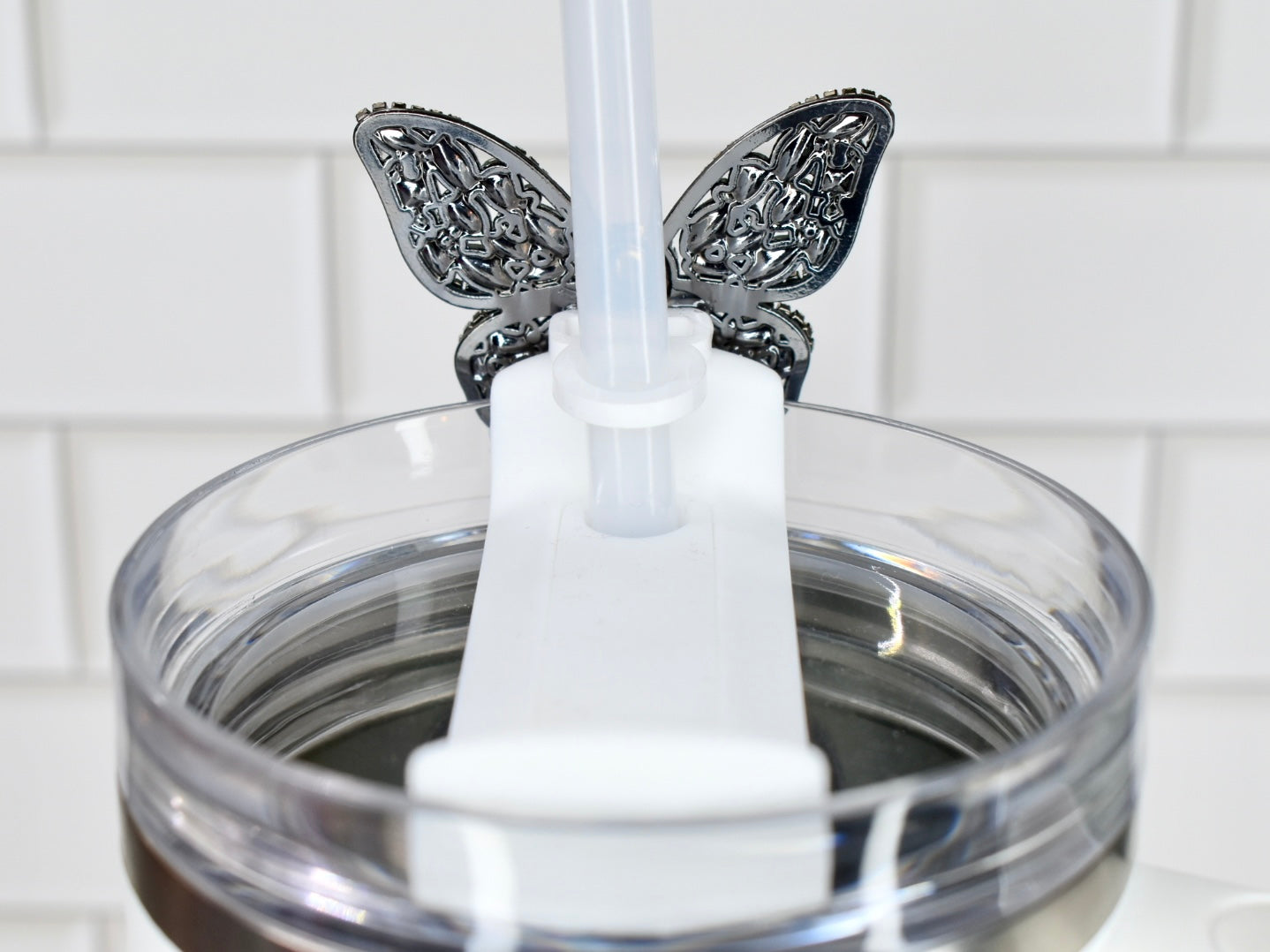 Butterfly Rhinestone Straw Charm