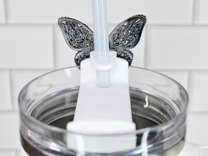 Butterfly Rhinestone Straw Charm