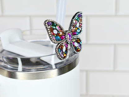 Butterfly Rhinestone Straw Charm