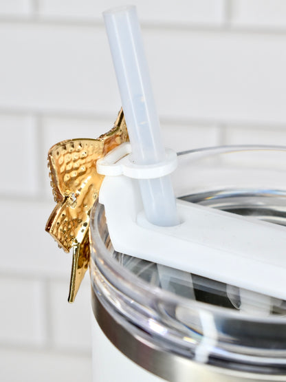 Gold Rhinestone Bow Tumbler Straw Charm