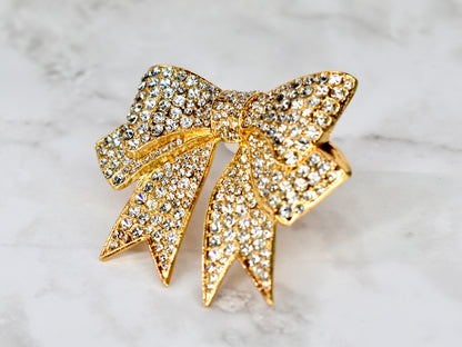 Gold Rhinestone Bow Tumbler Straw Charm