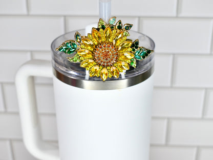 Sunflower Rhinestone Straw Charm