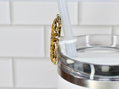 Sunflower Rhinestone Straw Charm