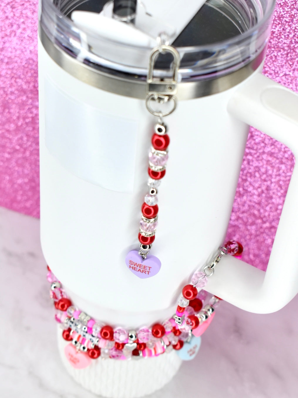 Valentine's Day Tumbler Straw Charm or Bag Charm