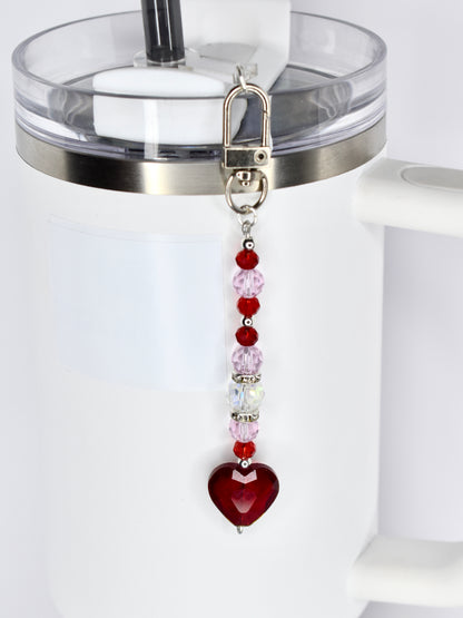 Red Heart Straw Charm or Bag Charm