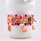 Pink and Black Halloween Charm Bracelet Set of 5