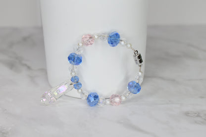 Cinderella Slipper Tumbler Handle Bracelet: Crystal & Iridescent Charm