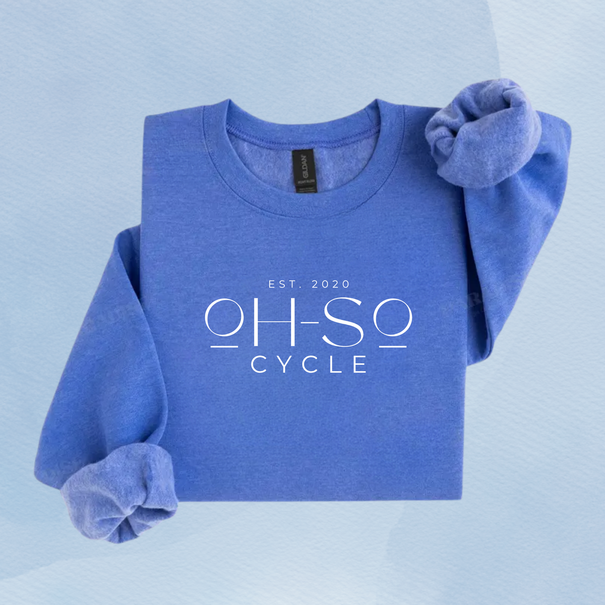HEATHER DEEP ROYAL — Oh So Cycle Branded Crewneck Sweatshirt