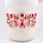 Red Pink and White Peppermint Strawberry Twist Bracelet Collection